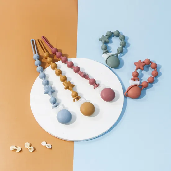 Offre spéciale Clips support en gros Silicone macramé bébé mamelons Clip chaîne anneau de dentition
